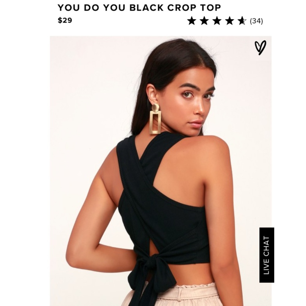 You do you black crop top— criss cross tie top